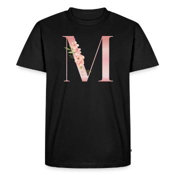 M fleurs roses pastel - T-shirt Premium bio Homme - noir - Devant - Nico (187cm)
