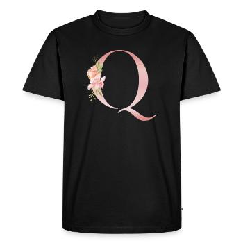Monogramme Floral Q pastel - T-shirt Premium bio Homme - noir - Devant - Nico (187cm)