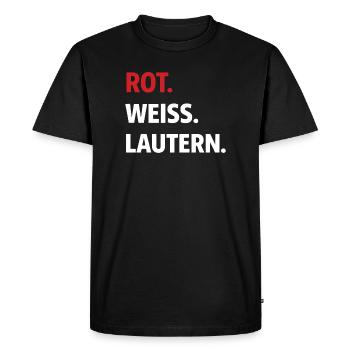 Red. White. Lautern. – Kaiserslautern Fan Shirt - Men's Premium Organic T-Shirt - black - Front - Nico (187cm)