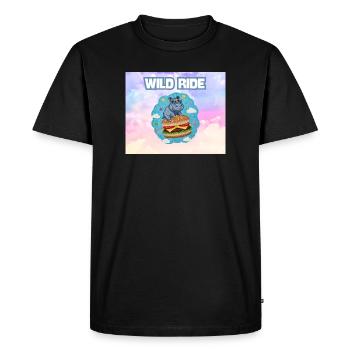 Wild Ride Hippo Burger Patch - Men's Premium Organic T-Shirt - black - Front - Nico (187cm)