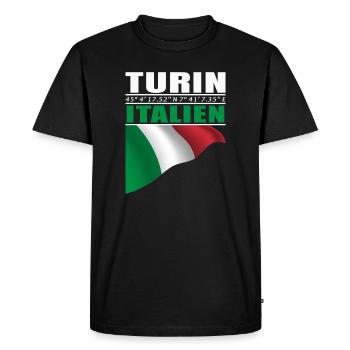 Turin - Men's Premium Organic T-Shirt - black - Front - Nico (187cm)