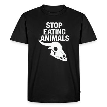 Stop Eating Animals Skull - Men's Premium Organic T-Shirt - black - Front - Nico (187cm)