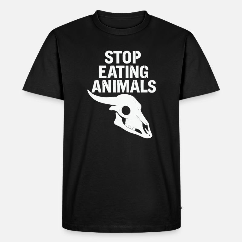 Stop Eating Animals Skull - Männer Premium Bio T-Shirt - Schwarz