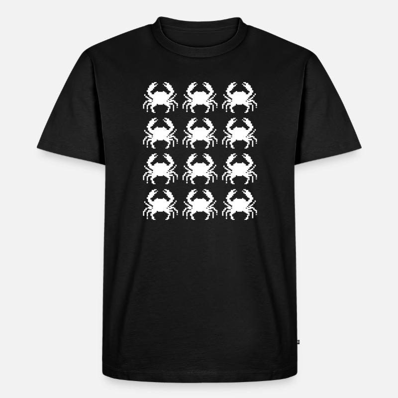 Krabben-Pixel-Musterwiederholung - Männer Premium Bio T-Shirt - Schwarz