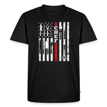 Chef USA Flag - Cooking Patriot Grilling - Men's Premium Organic T-Shirt - black - Front - Nico (187cm)