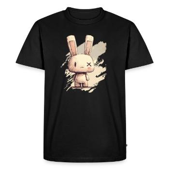 Un lapin mignon aux yeux X - T-shirt Premium bio Homme - noir - Devant - Nico (187cm)