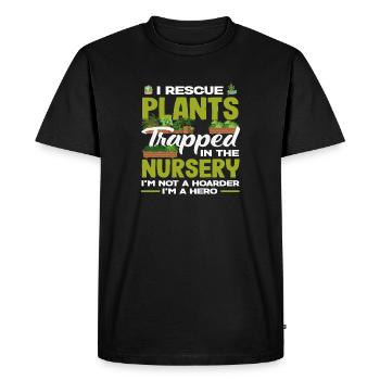 I Rescue Plants In Nurseries Plant Breeders - Men's Premium Organic T-Shirt - black - Front - Nico (187cm)