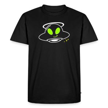 Cute Alien UFO Pilot Kawaii Vector - Men's Premium Organic T-Shirt - black - Front - Nico (187cm)