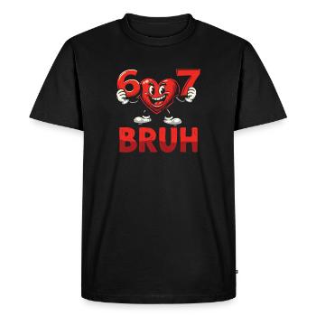 Heart 67 Broth Cartoon Design - Men's Premium Organic T-Shirt - black - Front - Nico (187cm)