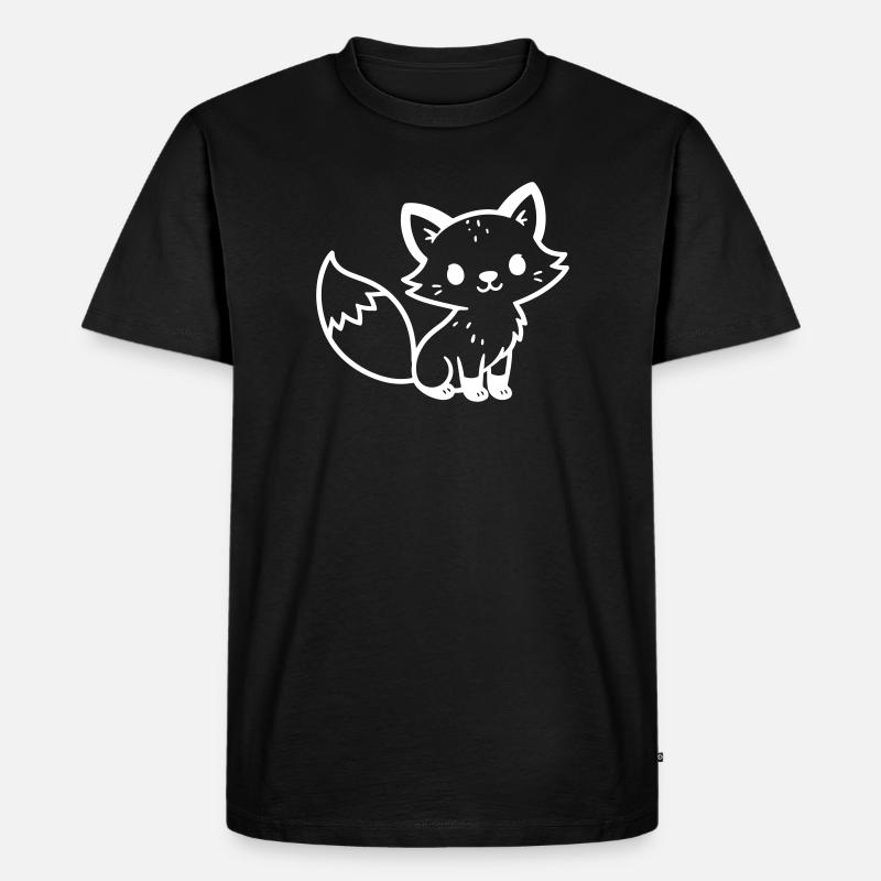 Fuchs Niedlich Comic - Männer Premium Bio T-Shirt - Schwarz