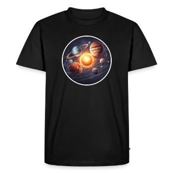 Astronomy Space Solar System Planets Orbit Graphic - Men's Premium Organic T-Shirt - black - Front - Nico (187cm)