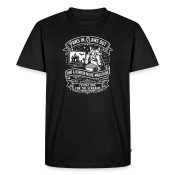 Marathon d’horreur sur le canapé de chat - T-shirt Premium bio Homme - noir - Devant - Nico (187cm)