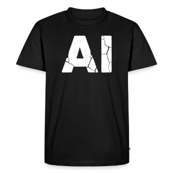 IA Intelligence Artificielle Texte Vecteur Grunge - T-shirt Premium bio Homme - noir - Devant - Nico (187cm)