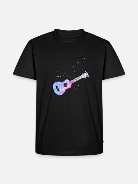 Aquarelle ukulélé hawaïen - T-shirt Premium bio Homme - noir