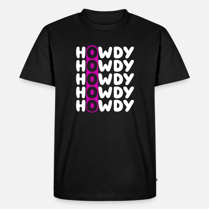 Howdy Repeat O Western Pattern - Men's Premium Organic T-Shirt - black