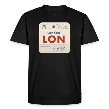 Tag de compagnie aérienne vintage LON de Londres - T-shirt Premium bio Homme - noir - Devant - Nico (187cm)