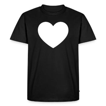 Cadeau de la Saint-Valentin à cœur blanc - T-shirt Premium bio Homme - noir - Devant - Nico (187cm)