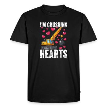 Crushing Hearts Crane - Men's Premium Organic T-Shirt - black - Front - Nico (187cm)