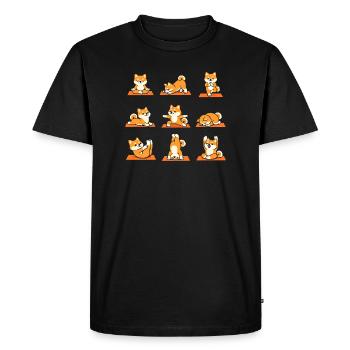 Shiba Inu Yoga Poses Funny Dog Sports - Men's Premium Organic T-Shirt - black - Front - Nico (187cm)