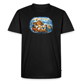 Après ski hut – vacances d’hiver entre amis - T-shirt Premium bio Homme - noir - Devant - Nico (187cm)