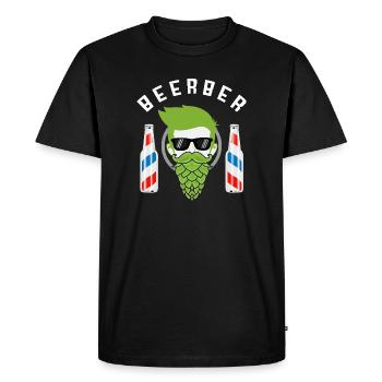 Bière – Barbier & Bière - T-shirt Premium bio Homme - noir - Devant - Nico (187cm)