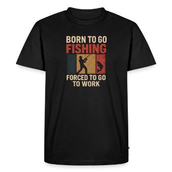 Né pour aller pêcher, forcé de travailler Pêcheur - T-shirt Premium bio Homme - noir - Devant - Nico (187cm)