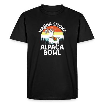 Alpaca Bowl Sunset Retro Forest - Men's Premium Organic T-Shirt - black - Front - Nico (187cm)