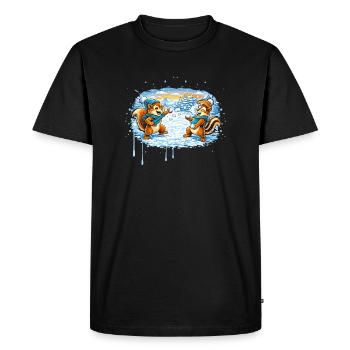 Drôle de bataille de boules de neige avec des tamias - T-shirt Premium bio Homme - noir - Devant - Nico (187cm)