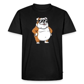 Sun Bulldog Sunglasses Fat Cool Dog - Men's Premium Organic T-Shirt - black - Front - Nico (187cm)