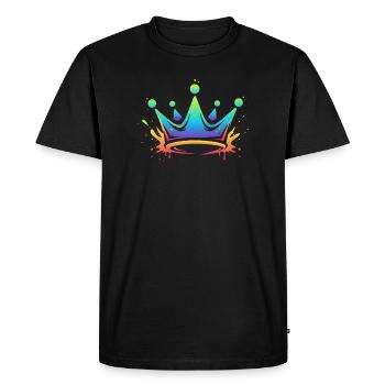Rainbow Crowns Splash - Men's Premium Organic T-Shirt - black - Front - Nico (187cm)