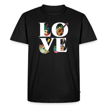 Ukulélé hawaïen Ukulélé Love - T-shirt Premium bio Homme - noir - Devant - Nico (187cm)
