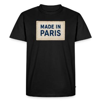 Patch Fait à Paris Tissu - T-shirt Premium bio Homme - noir - Devant - Nico (187cm)