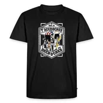 Hooks or Stalls Cycling - Men's Premium Organic T-Shirt - black - Front - Nico (187cm)