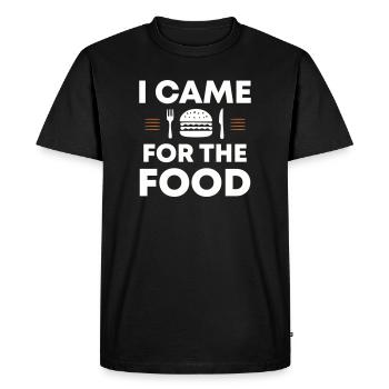 Je suis venu pour la nourriture | Je suis venu pour la nourriture - T-shirt Premium bio Homme - noir - Devant - Nico (187cm)