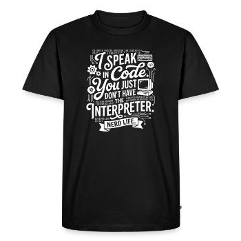 Codeflüstern Nerdleben - Men's Premium Organic T-Shirt - black - Front - Nico (187cm)