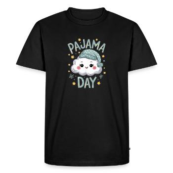 Jour de pyjama Silhouette nuageuse mignonne avec un bonnet endormi pour - T-shirt Premium bio Homme - noir - Devant - Nico (187cm)