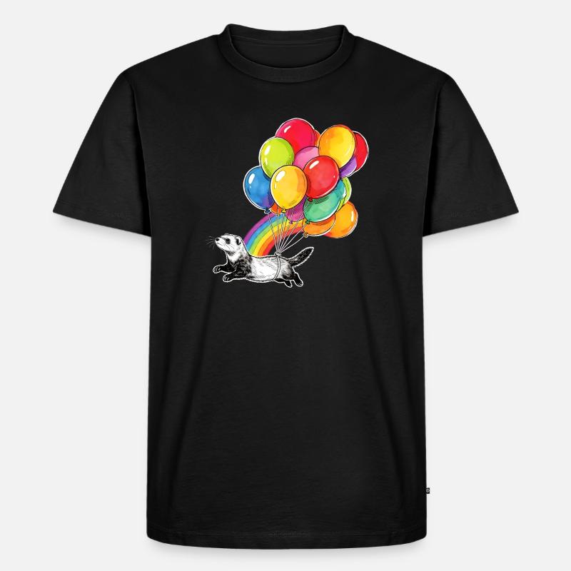 Frettchenballons und Regenbogen - Männer Premium Bio T-Shirt - Schwarz
