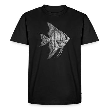 Angelfish Silhouette Sketch - Men's Premium Organic T-Shirt - black - Front - Nico (187cm)