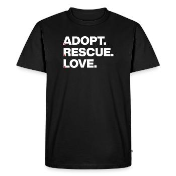 LES PATTES AIMENT, ADOPTEZ L’AMOUR DE SAUVETAGE ! 🐾 ADOPTION ANIMALE - T-shirt Premium bio Homme - noir - Devant - Nico (187cm)