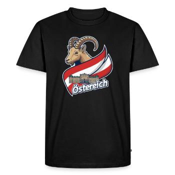 Ibex with Austria flag - Men's Premium Organic T-Shirt - black - Front - Nico (187cm)