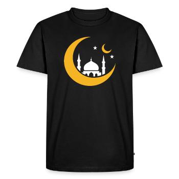 Islam Croissant Lune Mosquée Silhouette  - T-shirt Premium bio Homme - noir - Devant - Nico (187cm)