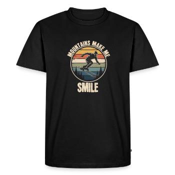 Les montagnes me font sourire Ski rétro - T-shirt Premium bio Homme - noir - Devant - Nico (187cm)