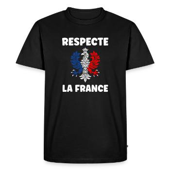 Respect France Tricolor Eagle - Men's Premium Organic T-Shirt - black - Front - Nico (187cm)