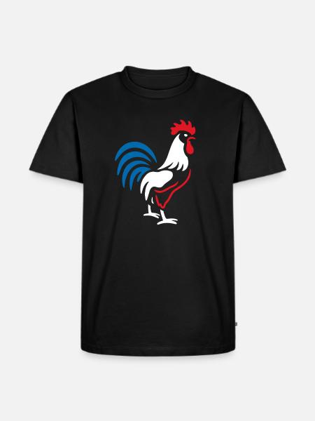 Vibrant blue red rooster - Men's Premium Organic T-Shirt - black