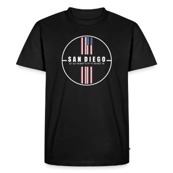 Coordonnées de San Diego - T-shirt Premium bio Homme - noir - Devant - Nico (187cm)
