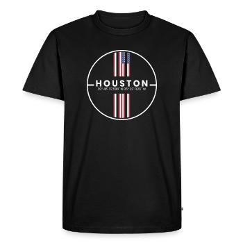 Coordonnées de Houston - T-shirt Premium bio Homme - noir - Devant - Nico (187cm)