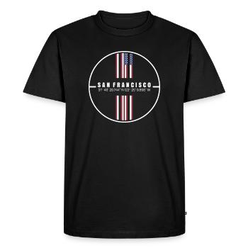 Coordonnées de San Francisco - T-shirt Premium bio Homme - noir - Devant - Nico (187cm)