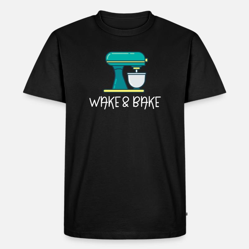 Aufwachen und Backen - Männer Premium Bio T-Shirt - Schwarz