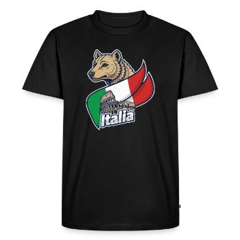 Italian Wolf with Colosseum - Men's Premium Organic T-Shirt - black - Front - Nico (187cm)