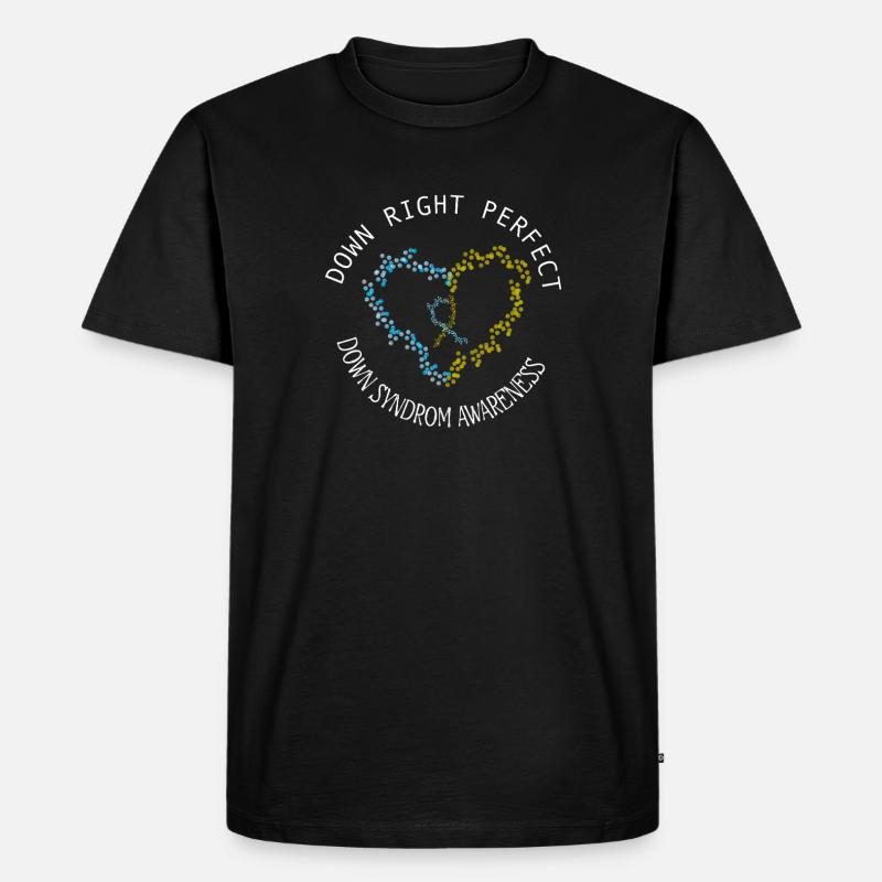 Absolut perfektes Down-Syndrom-Bewusstseins-Herz - Männer Premium Bio T-Shirt - Schwarz